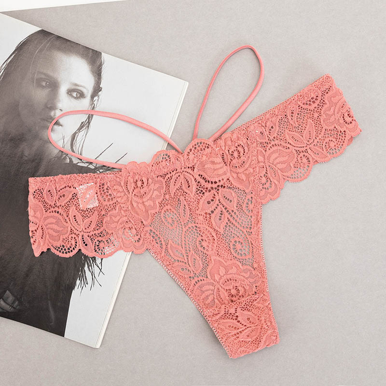 Korall női csipke pántos tangák - Fehérnemű