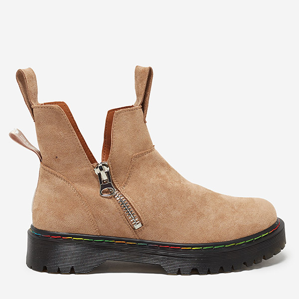 Barna öko -velúr női csizma Odeta cipzárral - Cipő