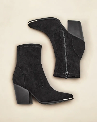 Royalfashion Eko-suede női csizma tűsarkúval Gris