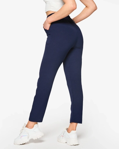 Navy kék női egyenes szövetnadrág - Ruházat