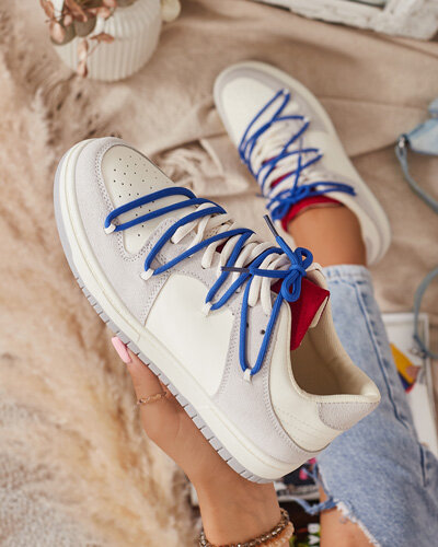 Fehér-szürke női sportcipő tengerészkék fűzővel Olierinc - Lábbeli