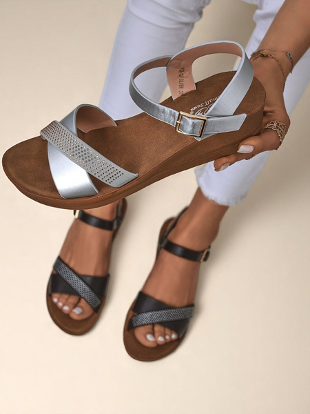 Királyi divat Női ékszerköves platform szandál Allona