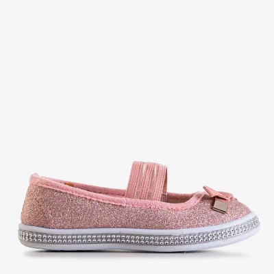 OUTLET Gyerek rózsaszín brokát balerina masnival Tryfonia - Cipők