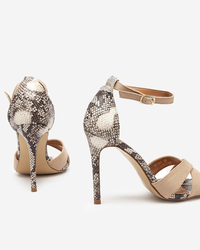 Bézs színű női szandál dombornyomással a tűn Halensi - Lábbeli