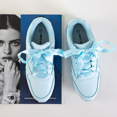 Kamela szalaggal kötött kék női sportcipő - Lábbeli