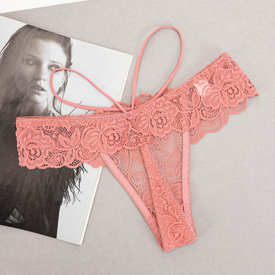 Korall női csipke pántos tangák - Fehérnemű