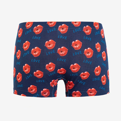 Férfi sötétkék boxer nadrág nyomtatással - Fehérnemű