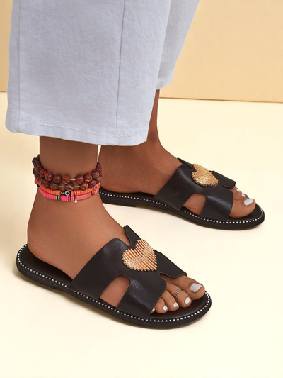 Royalfashion Női lapos talpú Heart Chic papucs