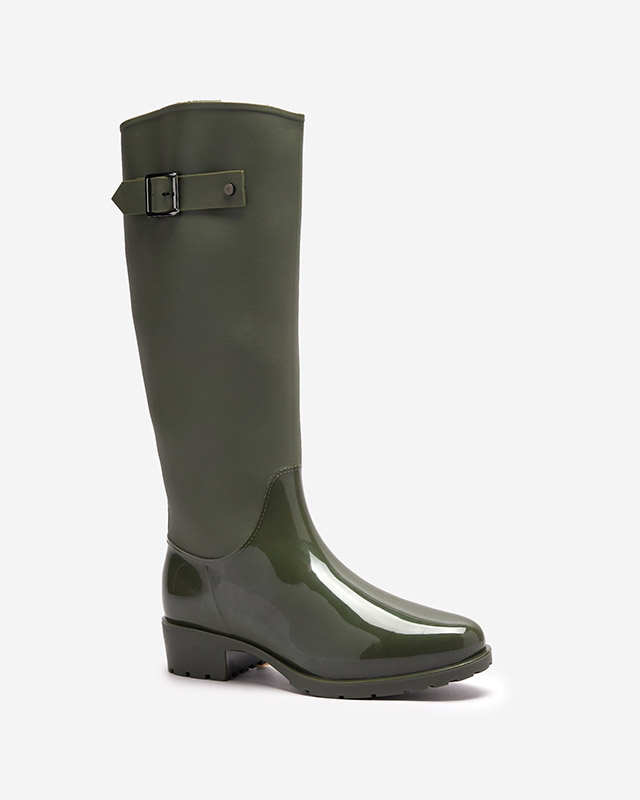 Sötétzöld női térdig érő lábszárvédő Bevirdo- Lábbeli