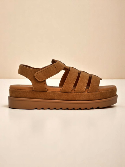 Callista női platform szandál Royalfashion öko bőr, teve színben