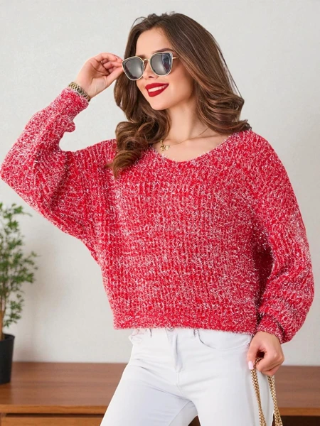 Royalfashion Női pulóver fényes szállal