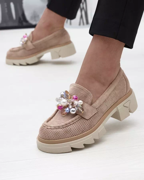 Női világosbarna áttört mokaszin Peloga- Footwear