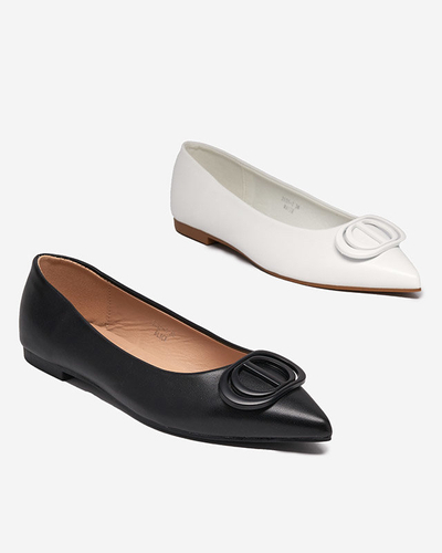 OUTLET Női, fehér, hegyes balerinák orr-dísszel Manico - Lábbeli