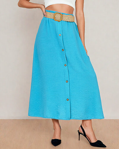 Royalfashion Női midi szoknya övvel