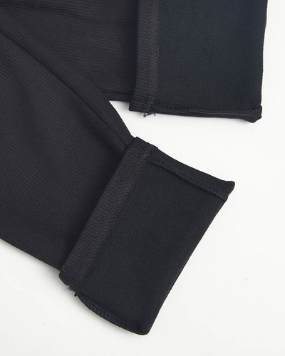 Női fekete bordás leggings - ruházat