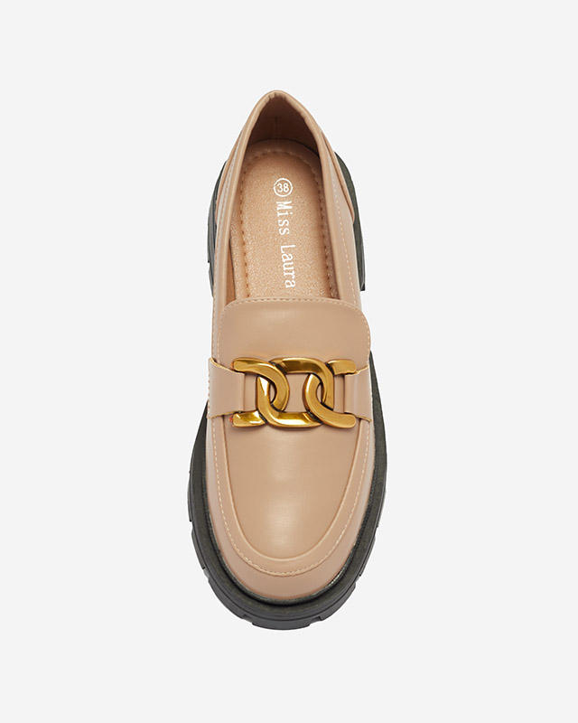 Bézs színű női mokaszin díszítéssel Grameo - Lábbeli