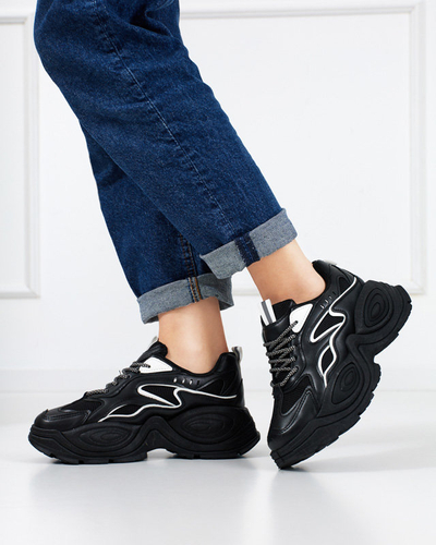 Fekete női tornacipő fehér Oirana betétekkel - Lábbeli