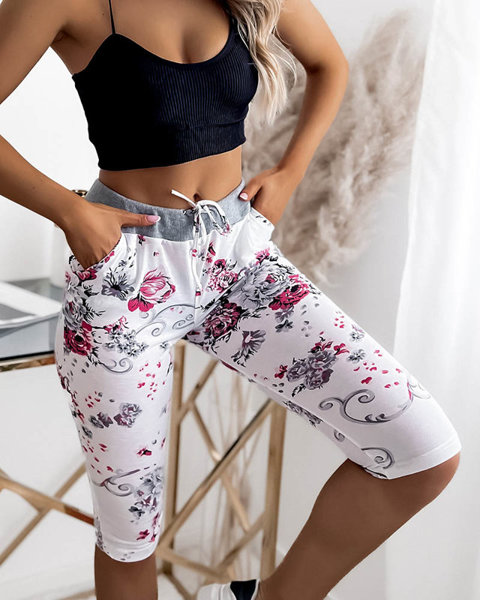 Női 3/4 hosszúságú rózsaszín és fehér rövidnadrág PLUSZ MÉRET - Ruházat