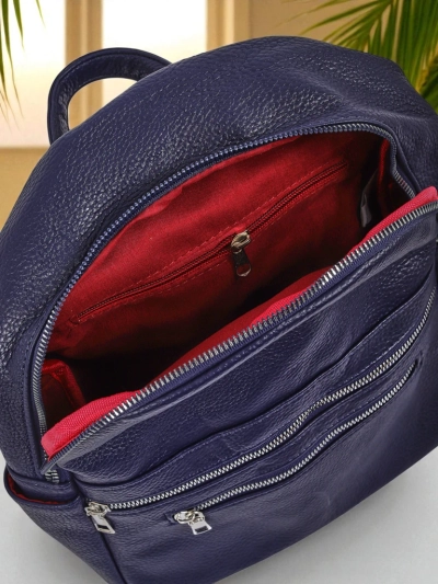 Calista Granátkék női hátizsák öko bőrből, cipzáras, A4-es