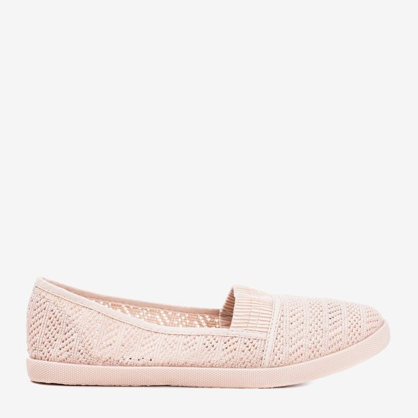 Jasnoróżowe damskie ażurowe slip - on Ticolisa - Obuwie