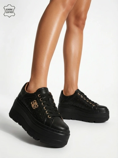 Ażurowe sportowe sneakersy damskie ze skóry naturalnej Atelle