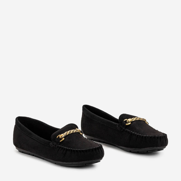 Fekete női mokaszinok Seriti díszítéssel - Cipő