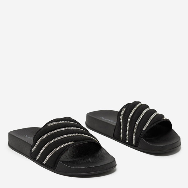 OUTLET Fekete női papucs cirkóniával Erikis - Lábbeli