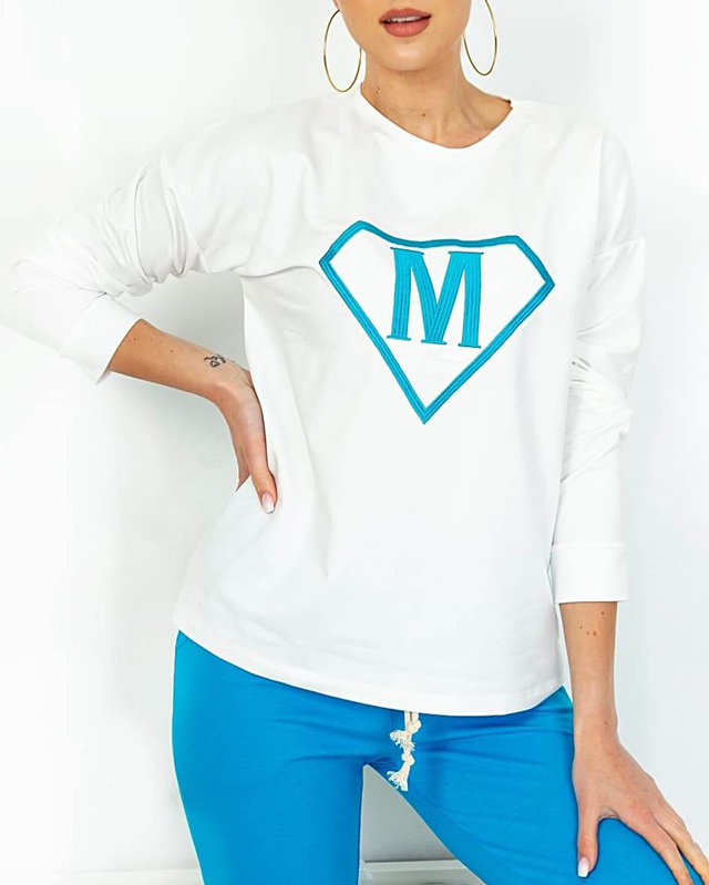 Női fehér-kék sporttréning szett kitűzővel - Ruházat