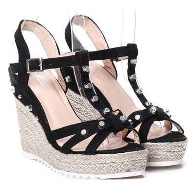 OUTLET Fekete ék szandál - Cipő