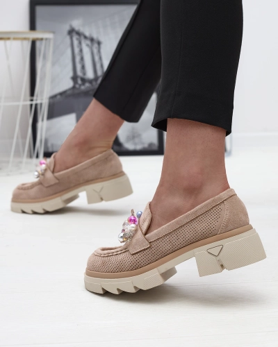 Női világosbarna áttört mokaszin Peloga- Footwear