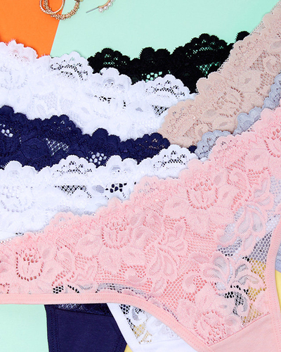 Női pamut tanga bugyi készlet csipkével 7 / csomag - Fehérnemű