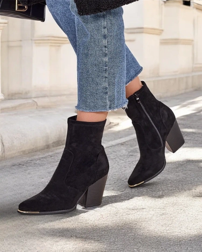 Royalfashion Eko-suede női csizma tűsarkúval Gris