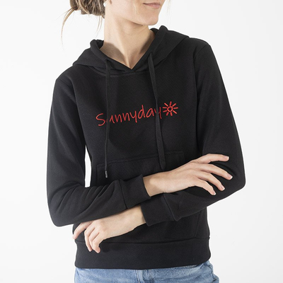 Női meleg fekete pulóver felirattal - Ruházat