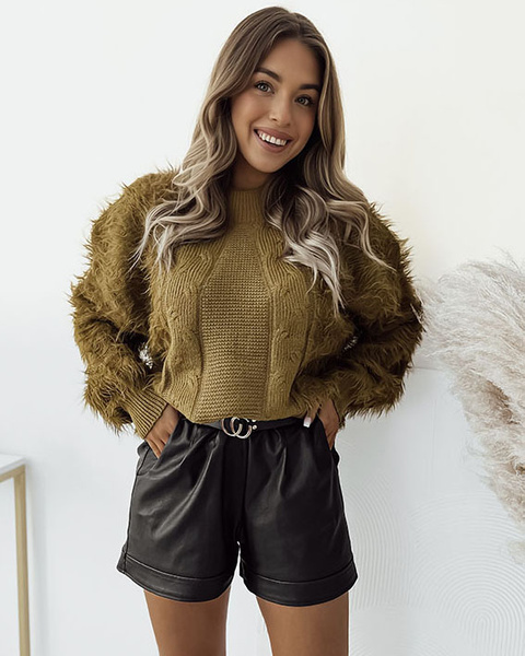 Royalfashion Mustard női bolyhos pulóver