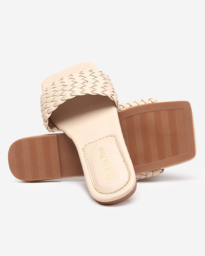 OUTLET Bézs színű női papucs fonott pánttal Netyka - Lábbeli