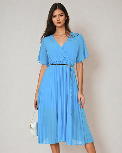 Royalfashion női pliszírozott midi ruha