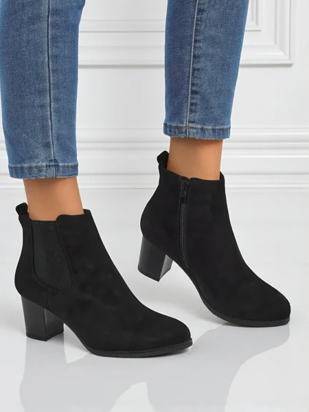 Női eco-velúr bokacsizma sarokkal Velvet Trace