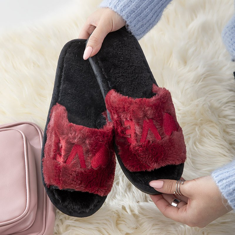 Női barna papucs szőrrel Wortan - Lábbeli