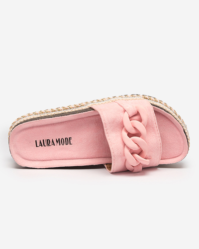 OUTLET Rózsaszín női papucs díszített talppal Hillam - Lábbeli