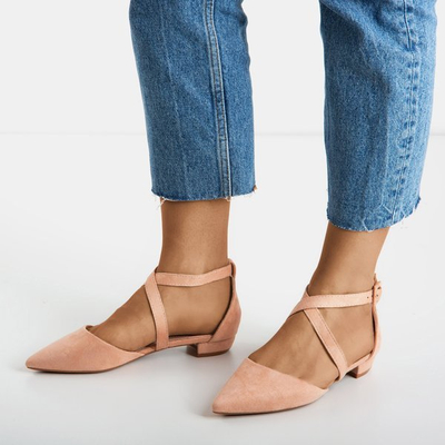 Różowe baleriny damskie na płaskim obcasie Philadelphia - Obuwie