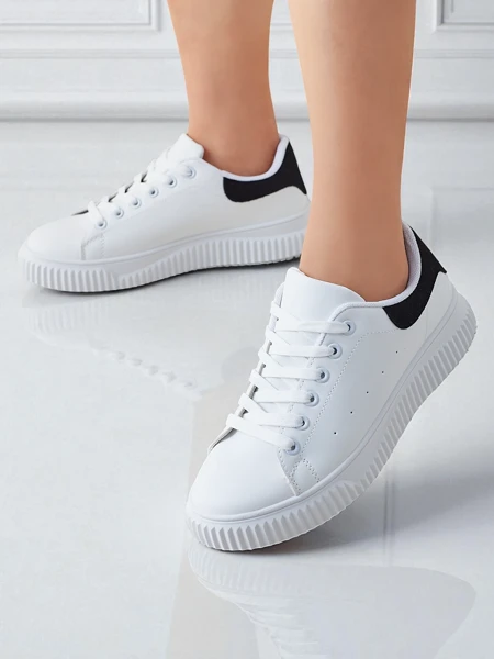 Callista női platform sneaker öko bőrből, fehér-fekete