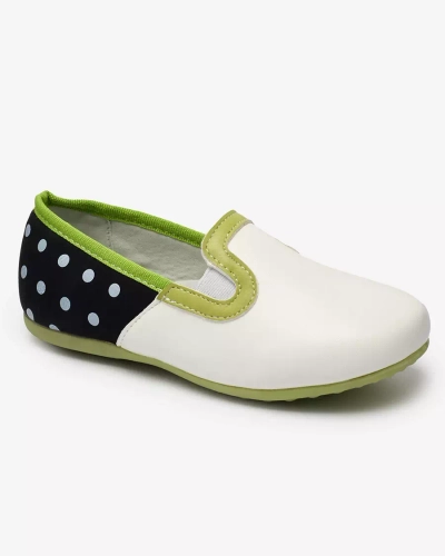 Fehér lány félcipő öko bőrből, borsónyomattal Rellme- Footwear