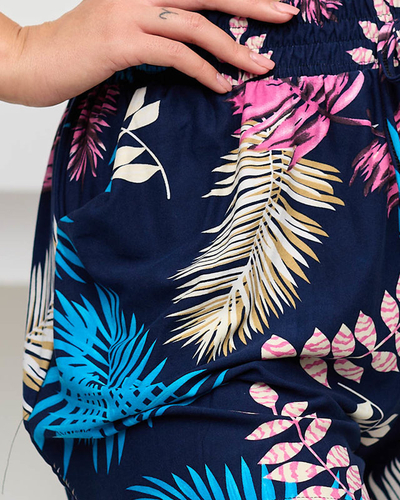 Kék és sötétkék mintás női rövidnadrág - Ruházat