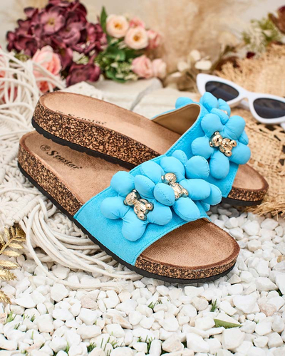 Royalfashion Női flip-flop arany mackókkal és virágokkal Isaralle