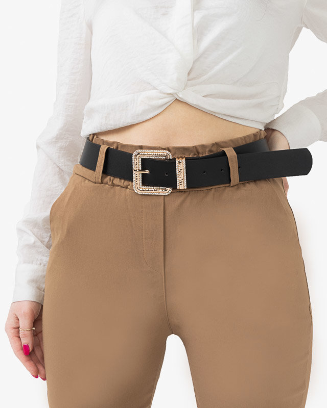 Női fekete öv arany csattal cirkóniával - Kiegészítők