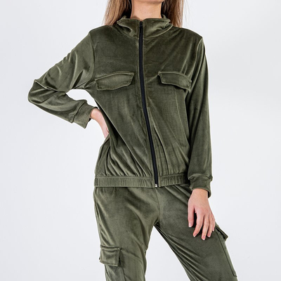 Női sötétzöld tréningruha zsebbel - Ruházat