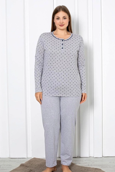 Royalfashion Női Pamut 2-részes Pizsamakészlet Szívmintás PLUS SIZE