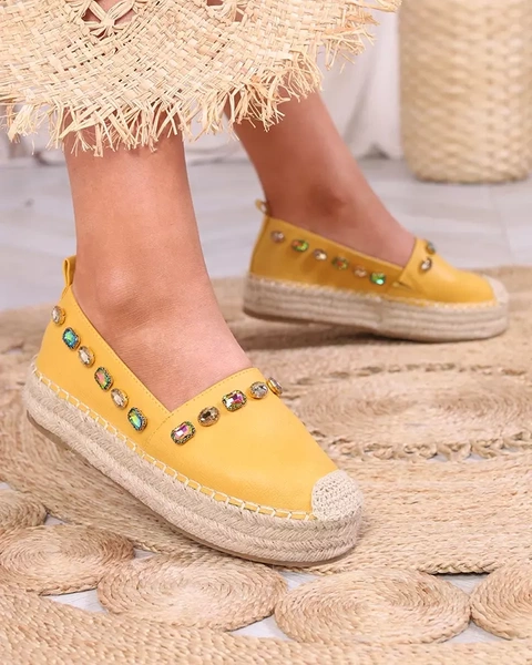 Női sárga espadrilles kristályokkal Ziennie - Lábbeli