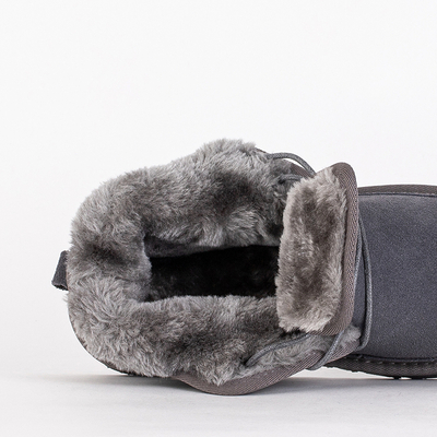 Luna galambszürke bőr gyermek bokacsizma, kényelmes télre