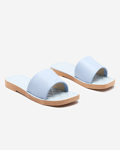 OUTLET Kék ekobőr női papucs steppelt Parekis betéttel - Lábbeli